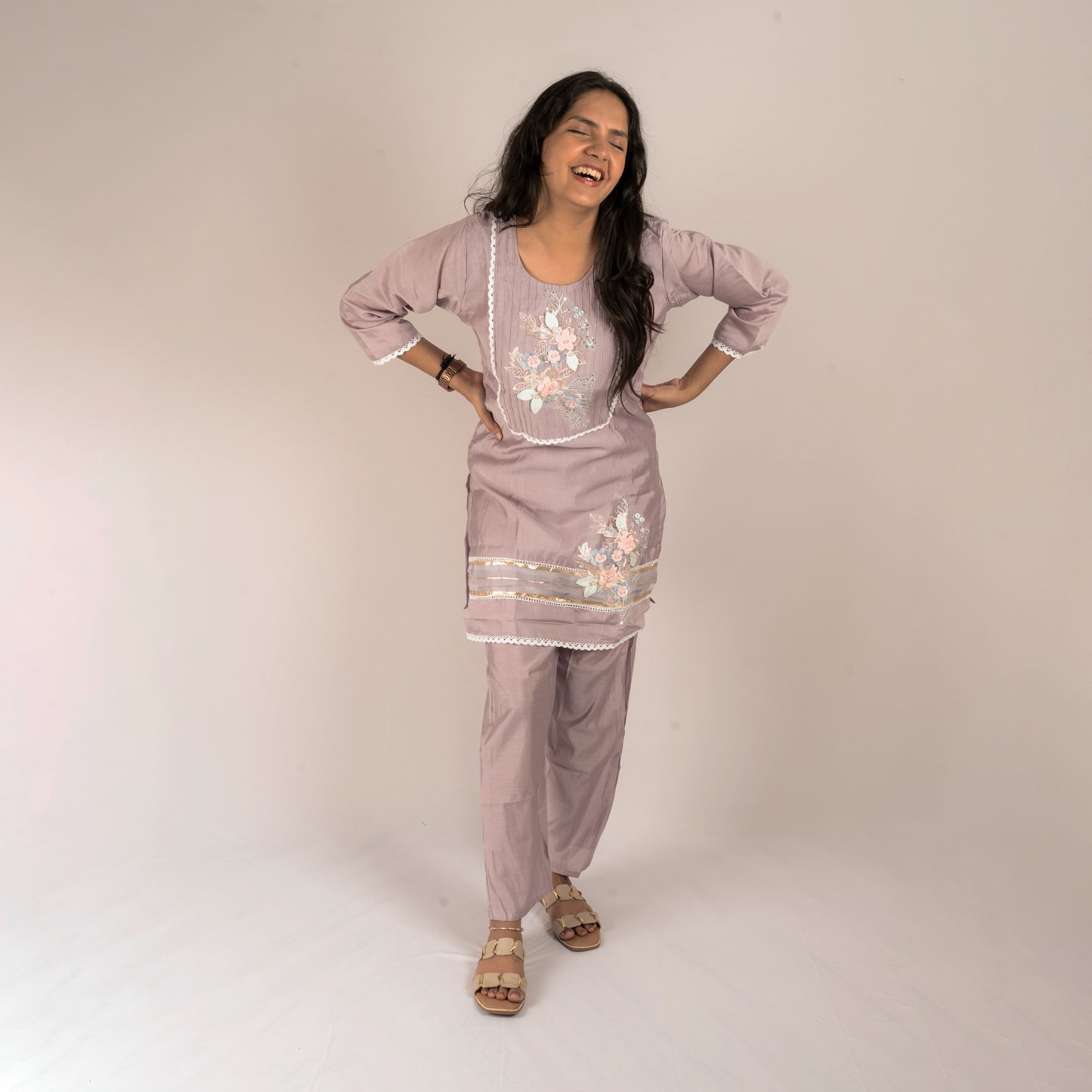 Floral cotton silk co-ord set