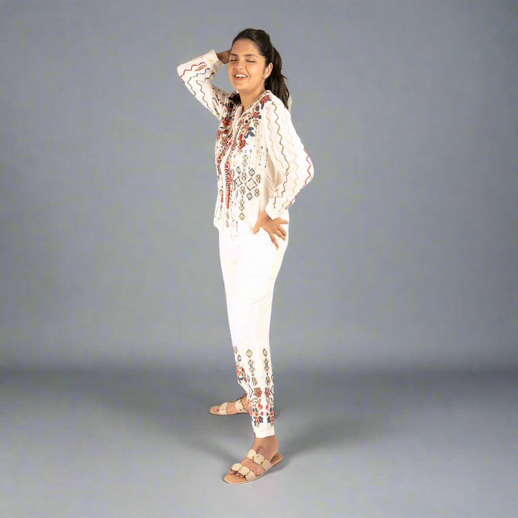 White embroidery co-ord set