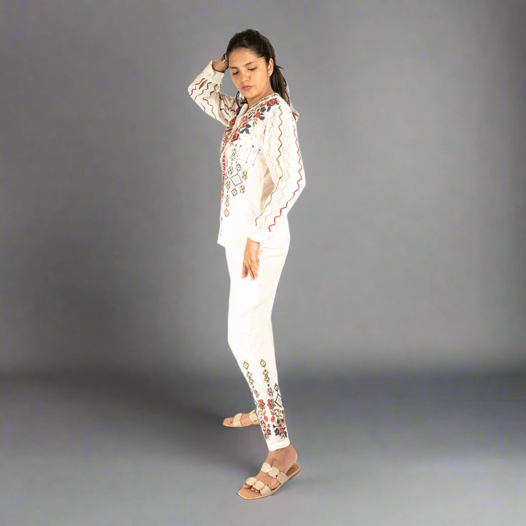 White embroidery co-ord set