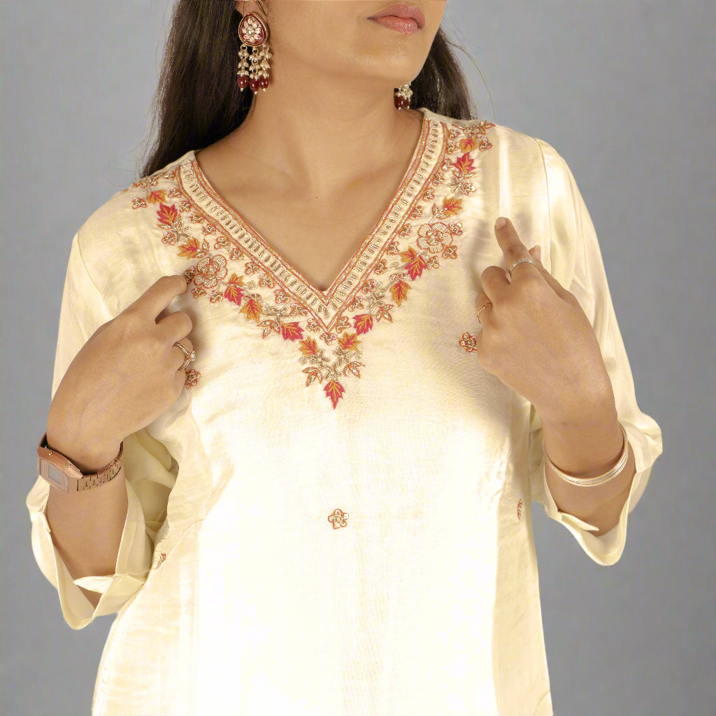 White Silk kurti set