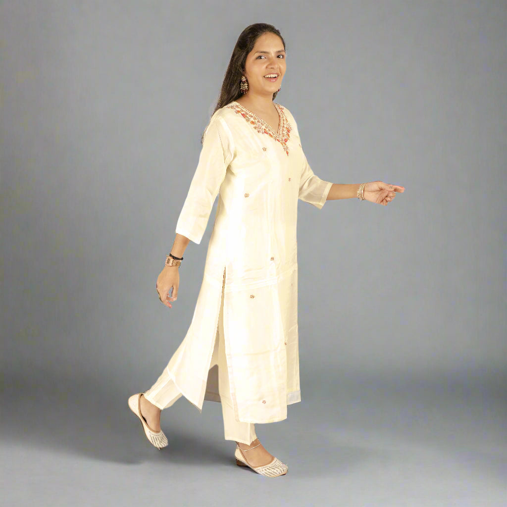 White Silk kurti set