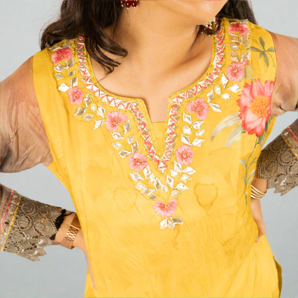 Gotapati work crepe kurti set