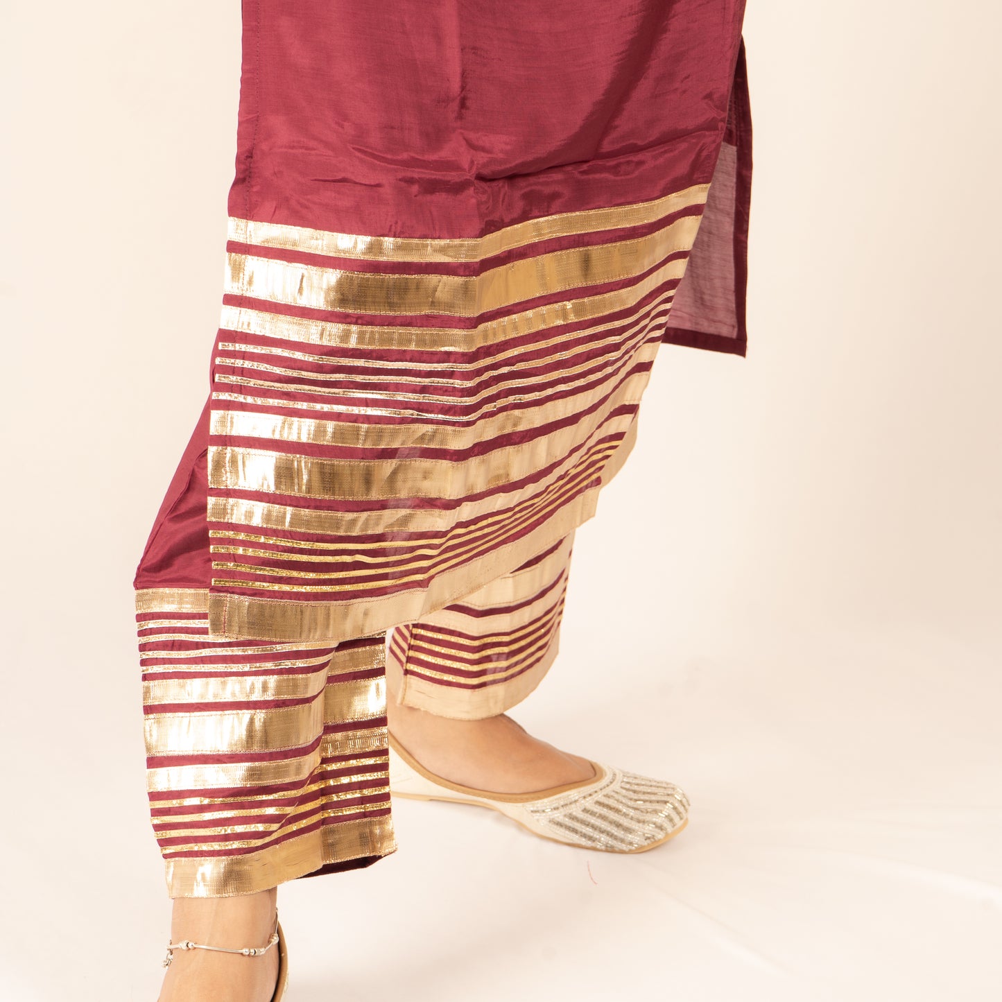 Maroon silk kurti set