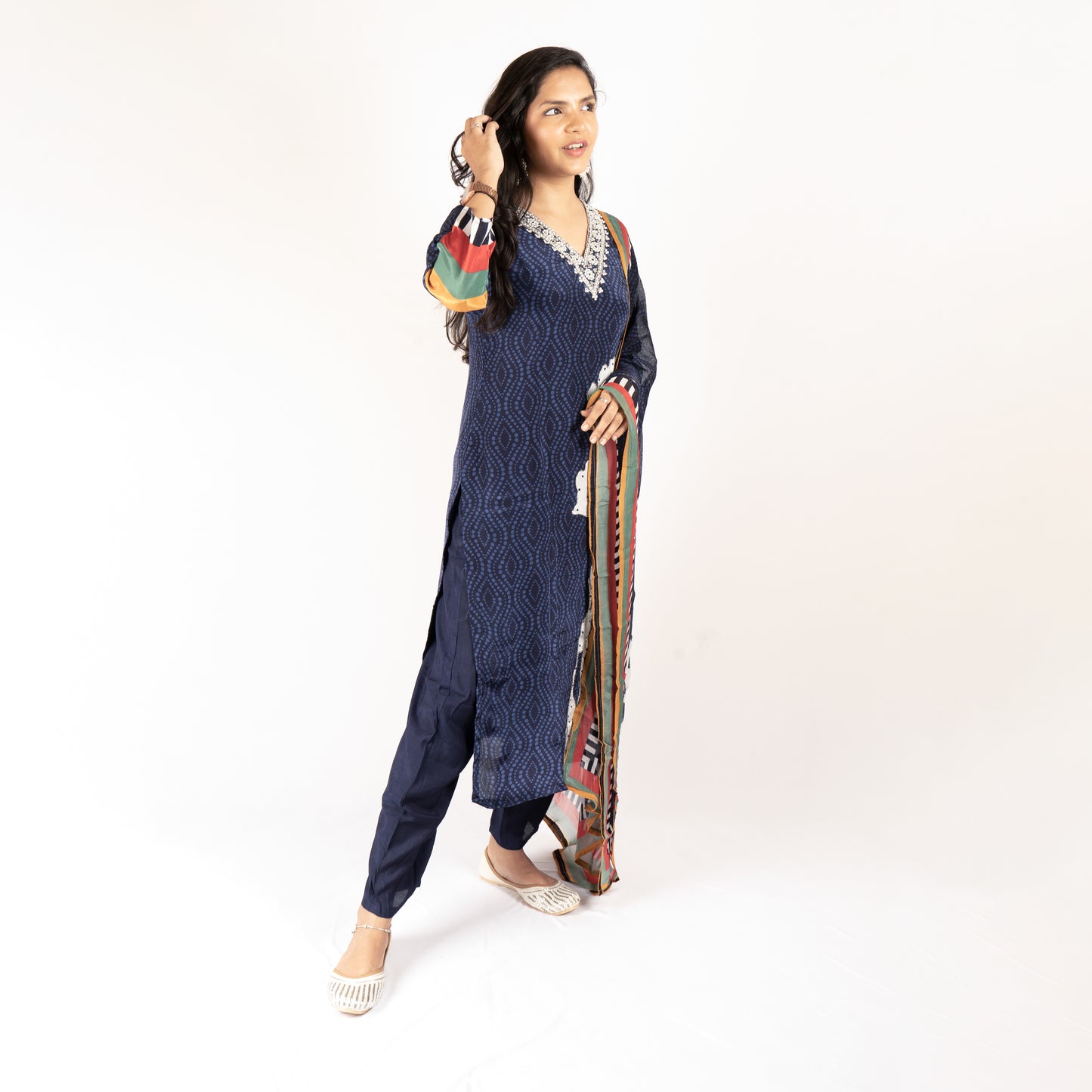 Navy Blue crepe kurti set