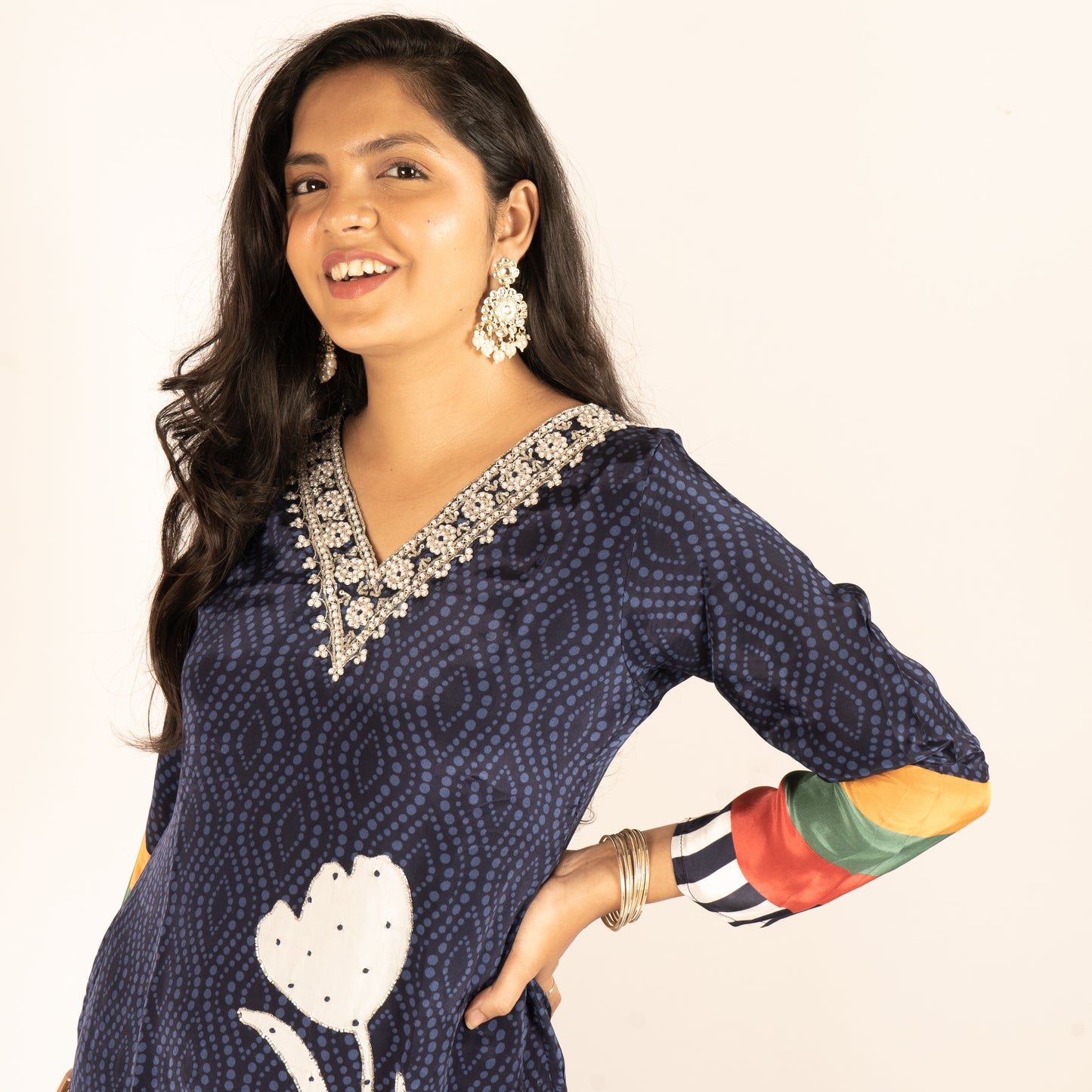 Navy Blue crepe kurti set
