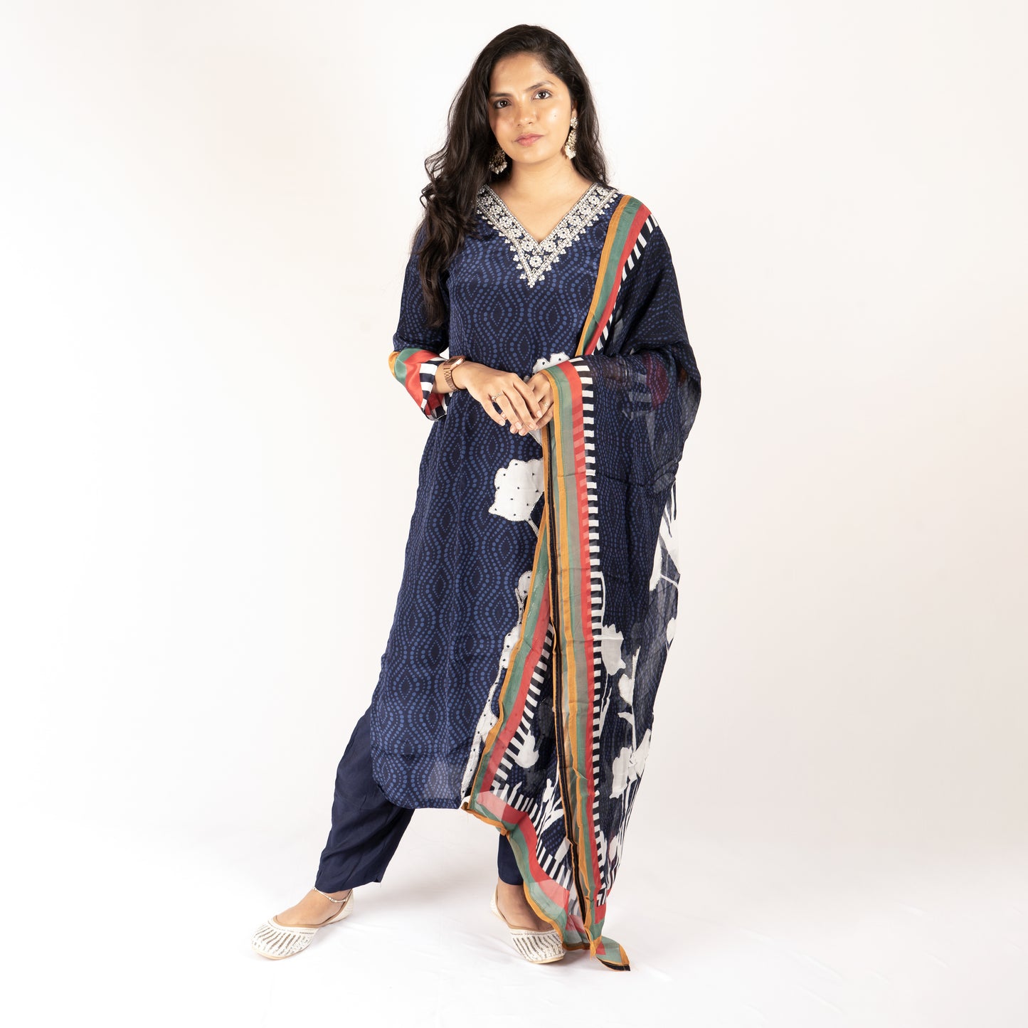 Navy Blue crepe kurti set