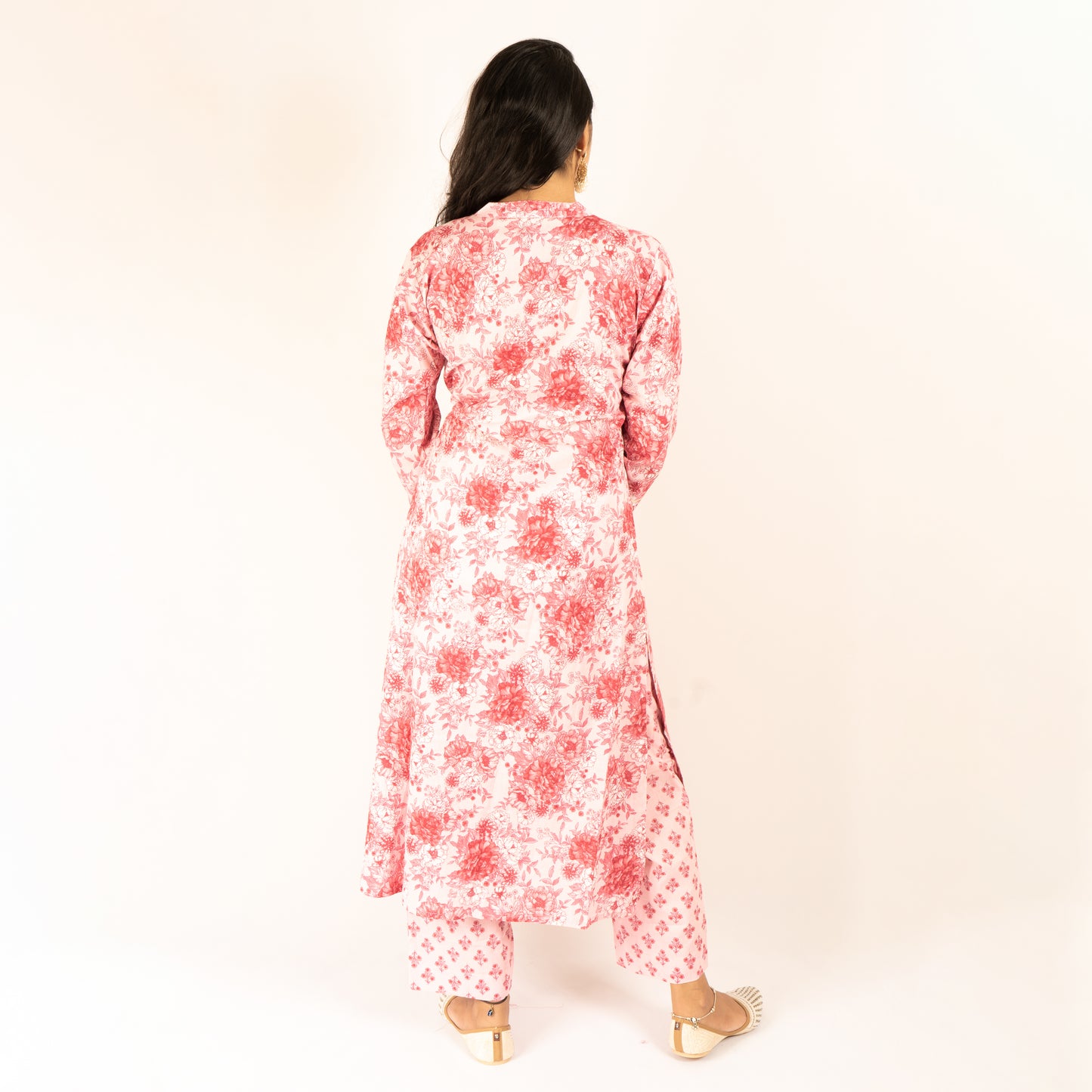 Pink Angrakha cotton kurti set