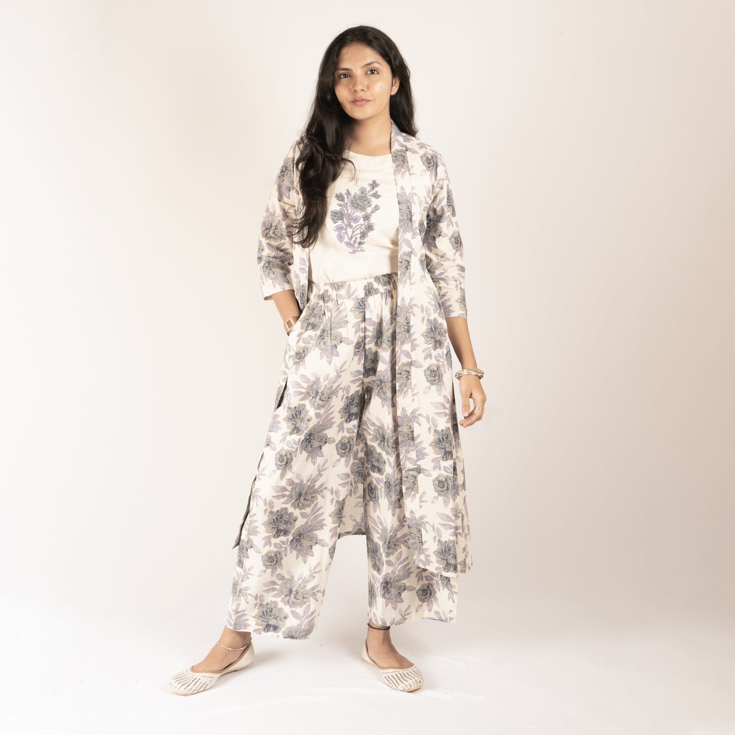 White cotton coat set