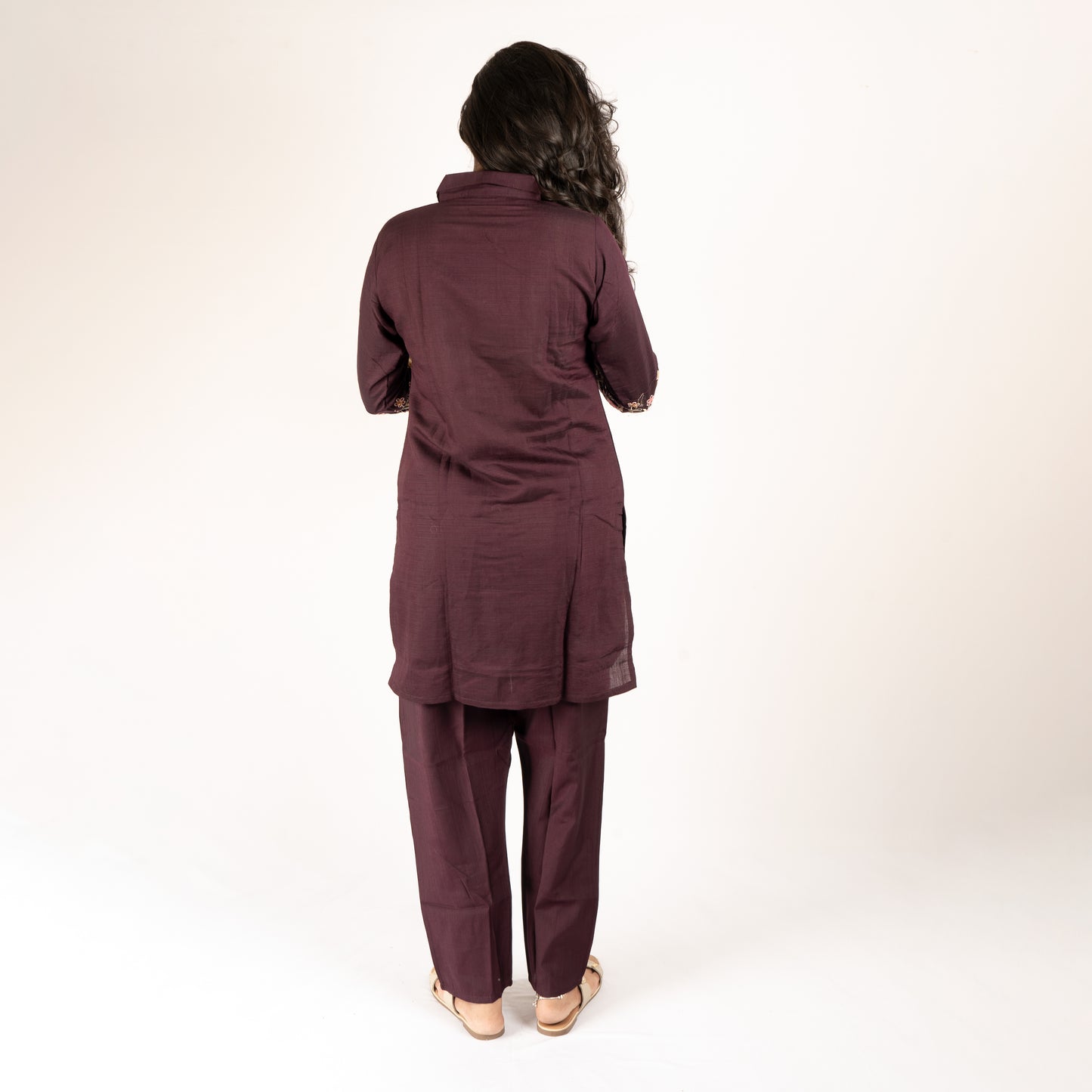 Maroon floral cotton co-ordset