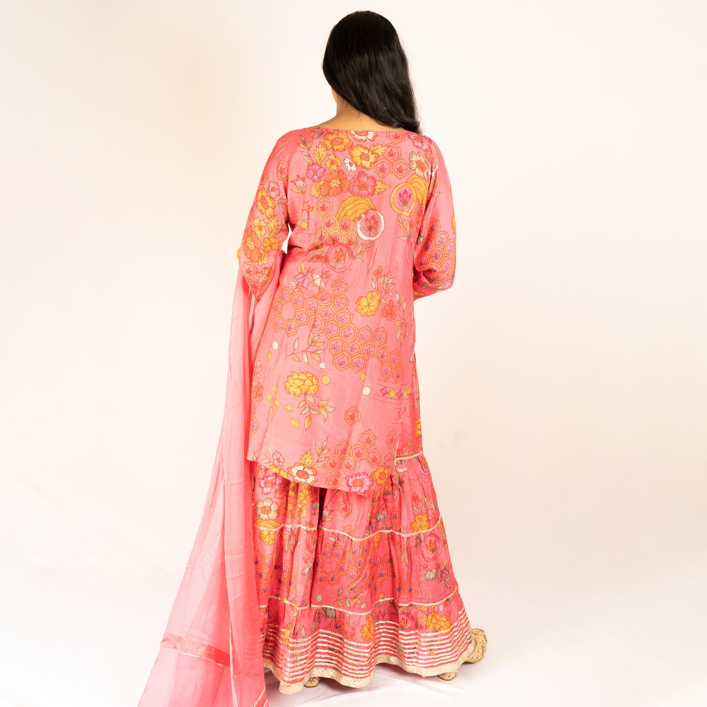 Pink Gotapati work crepe sharara set