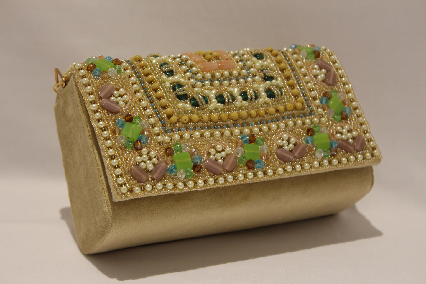 Embellished clutch with sling & handle