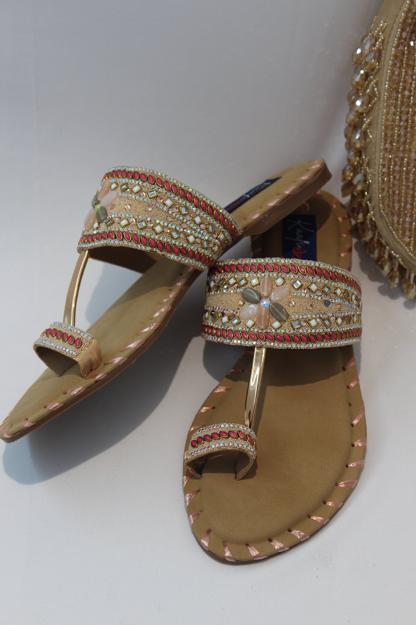 Rose Gold embellished flats