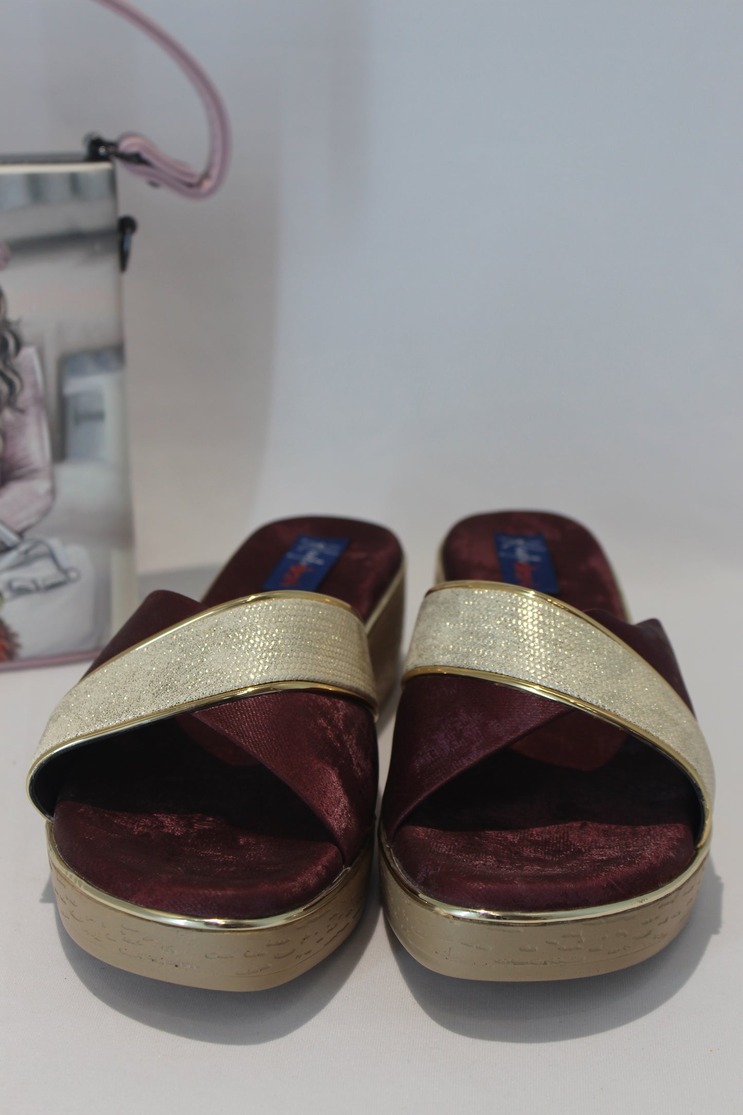 Maroon casual wedges