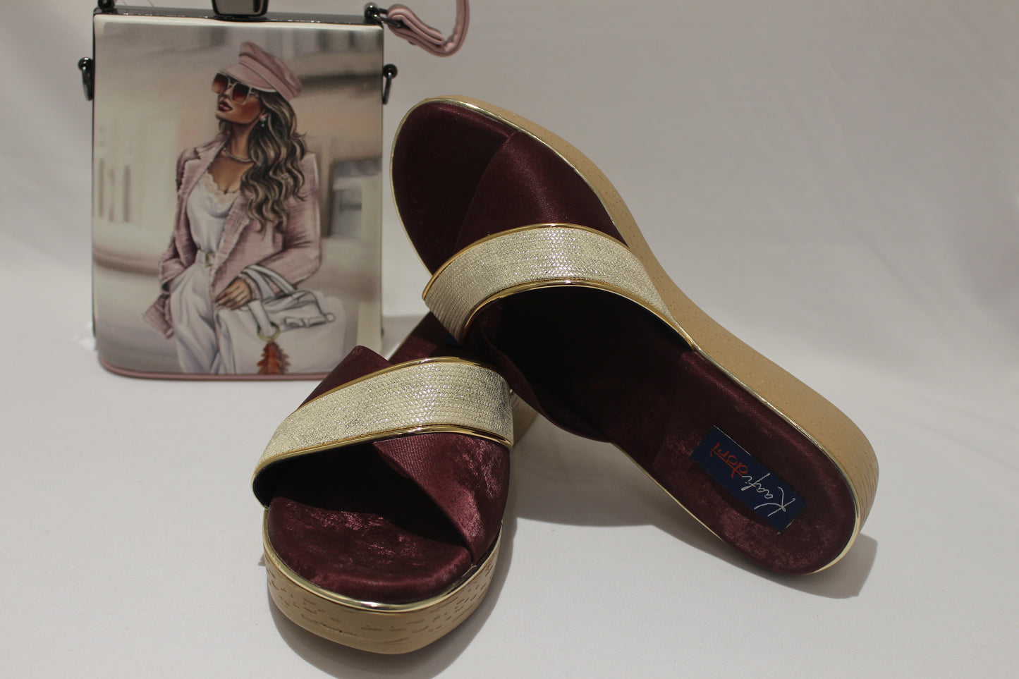 Maroon casual wedges
