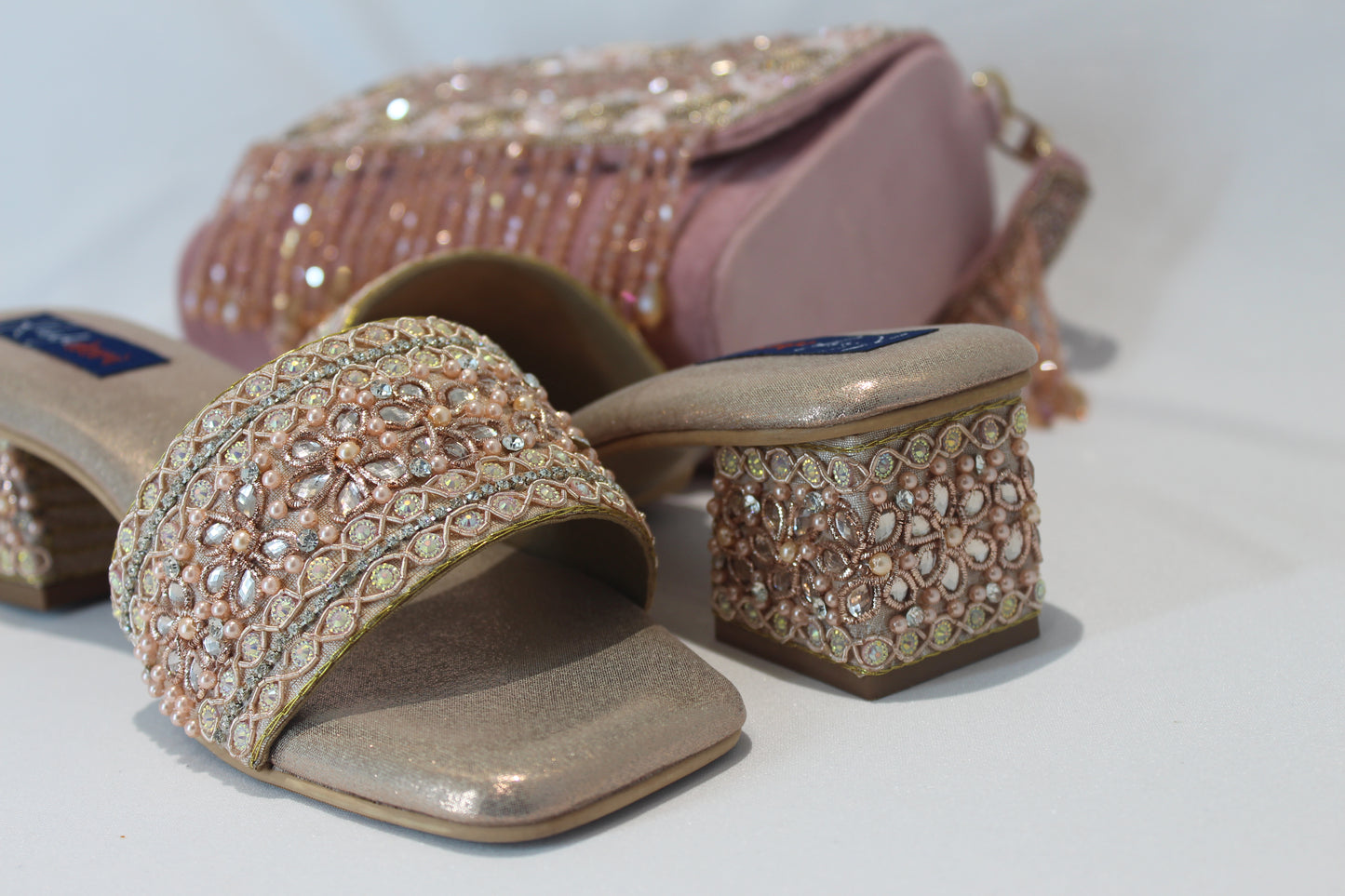 Embellished Block Heel Footwear