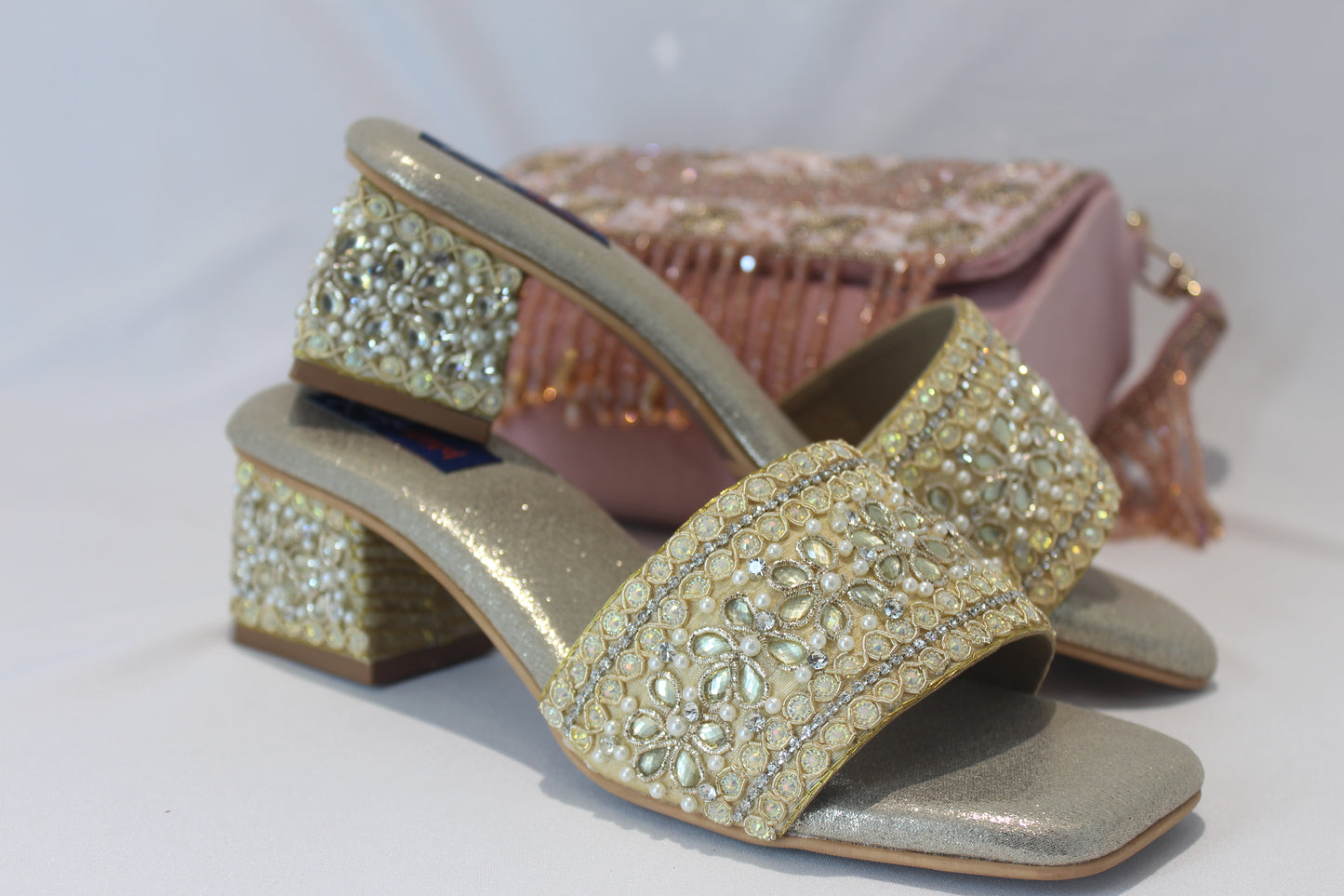 Embellished Block Heel Footwear