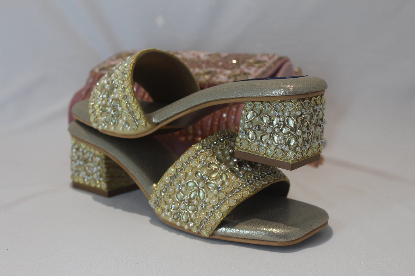 Embellished Block Heel Footwear