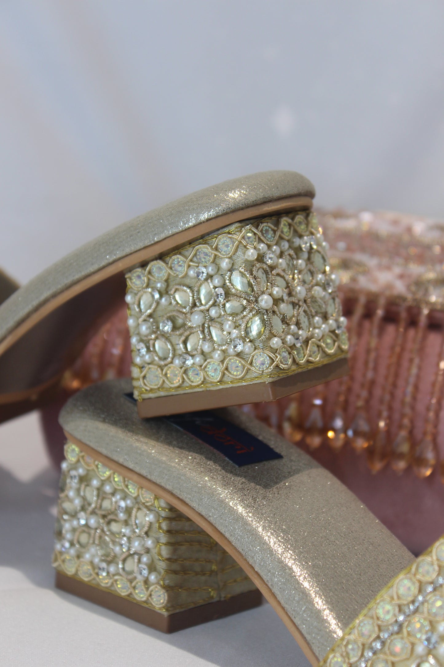 Embellished Block Heel Footwear