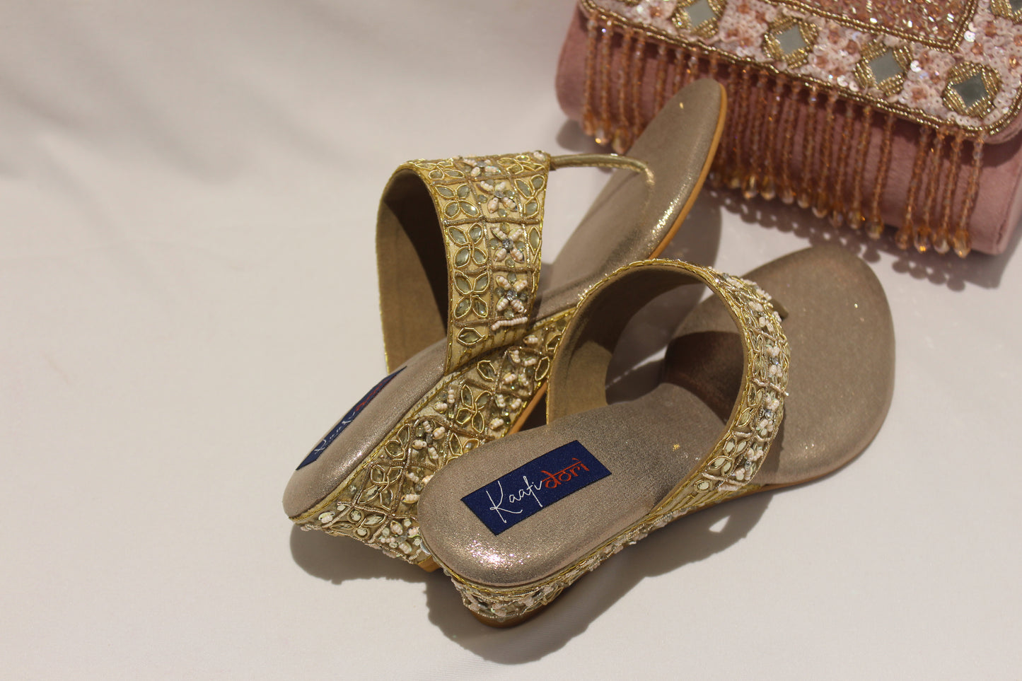 Embellished Gold Footwear