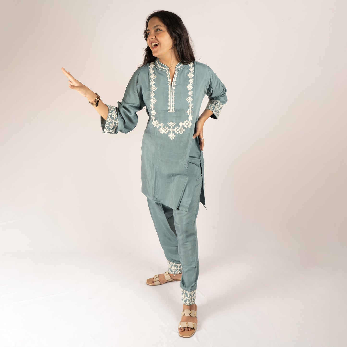 Embroidery silk co-ord set