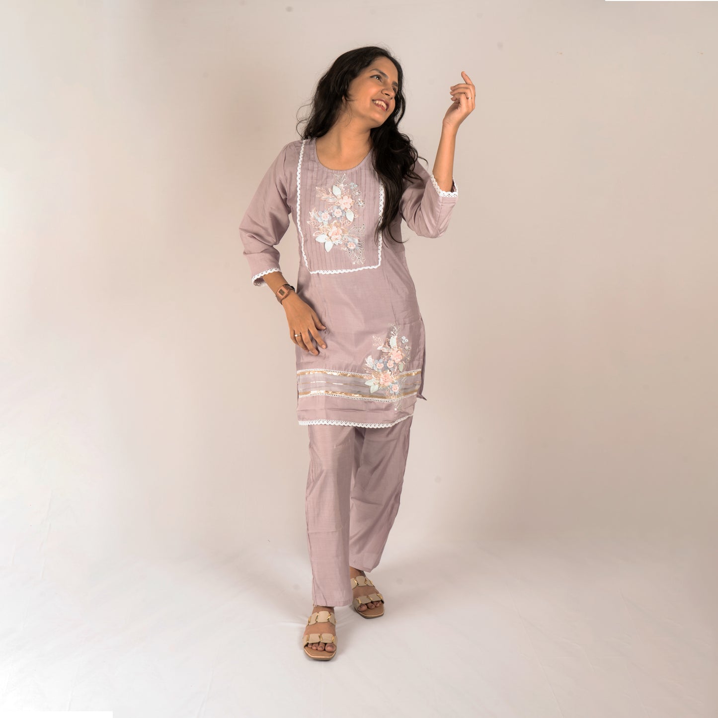 Floral cotton silk co-ord set
