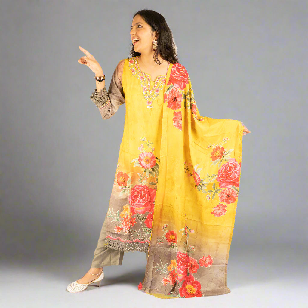 Gotapati work crepe kurti set