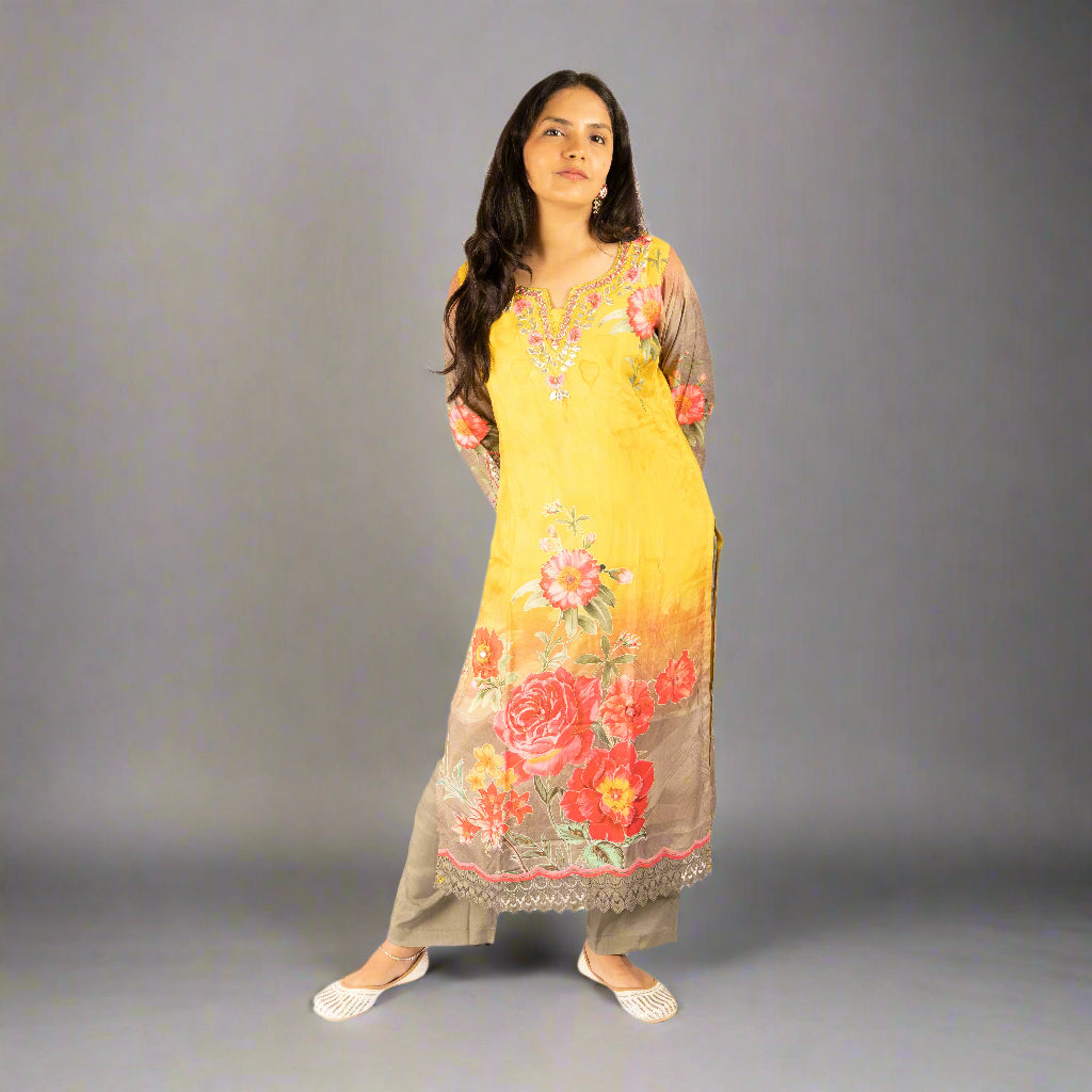 Gotapati work crepe kurti set