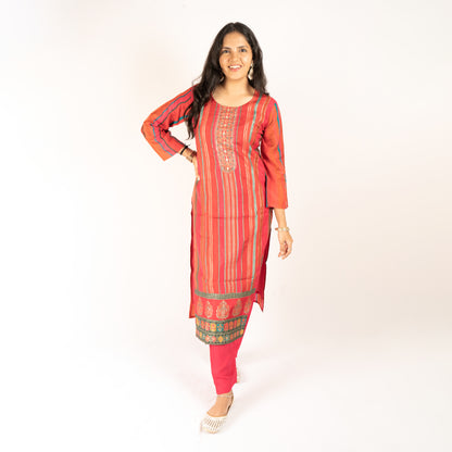 Red silk kurti set