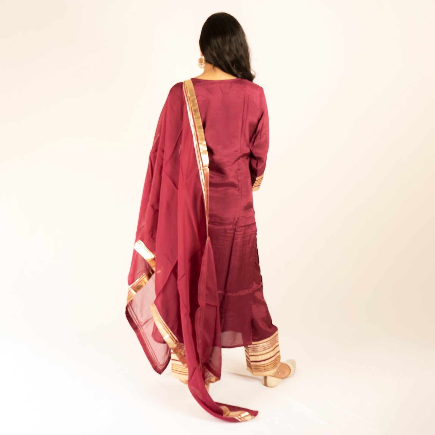 Maroon silk kurti set