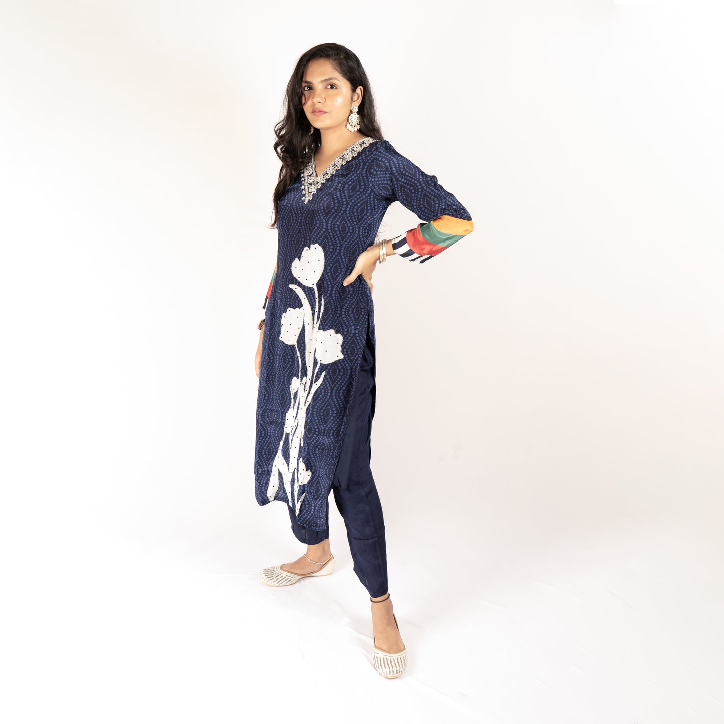 Navy Blue crepe kurti set