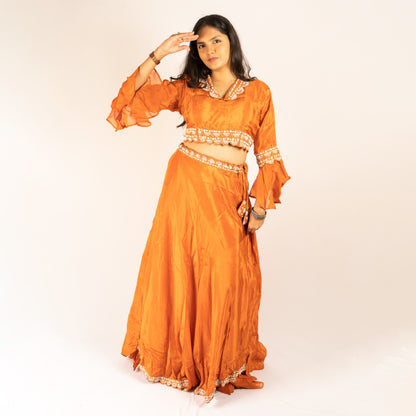 Pure Silk orange indo-western