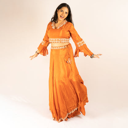 Pure Silk orange indo-western