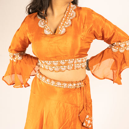 Pure Silk orange indo-western