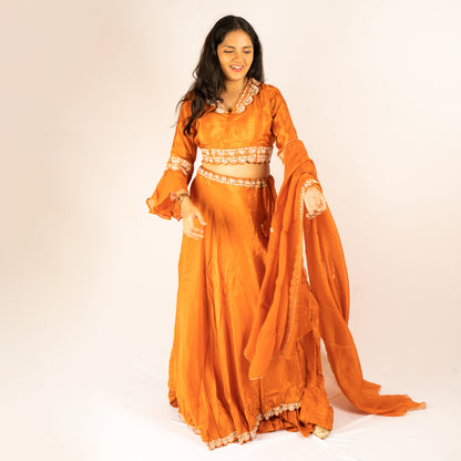 Pure Silk orange indo-western