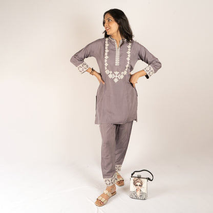 Embroidery silk co-ord set