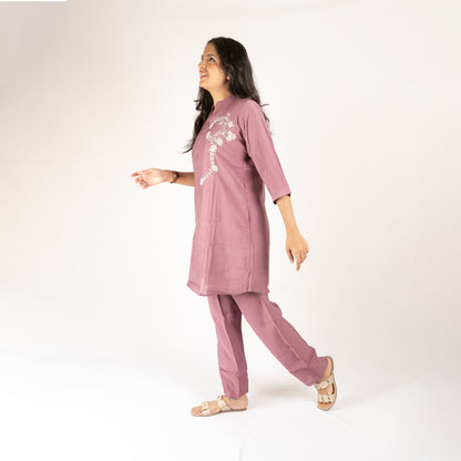 Lilac cotton-silk co-ord set