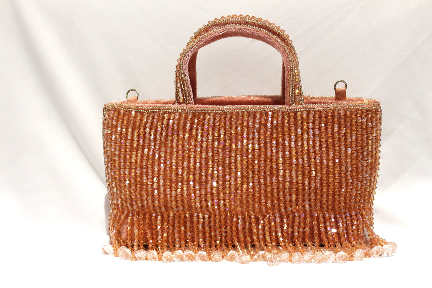 Rose gold Hanging pearls clutch