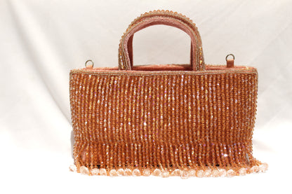 Rose gold Hanging pearls clutch