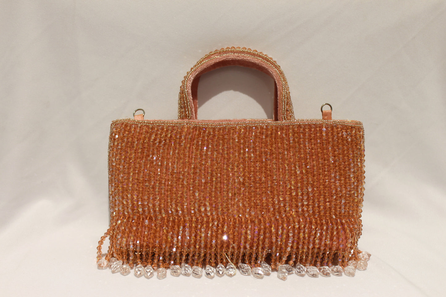 Rose gold Hanging pearls clutch