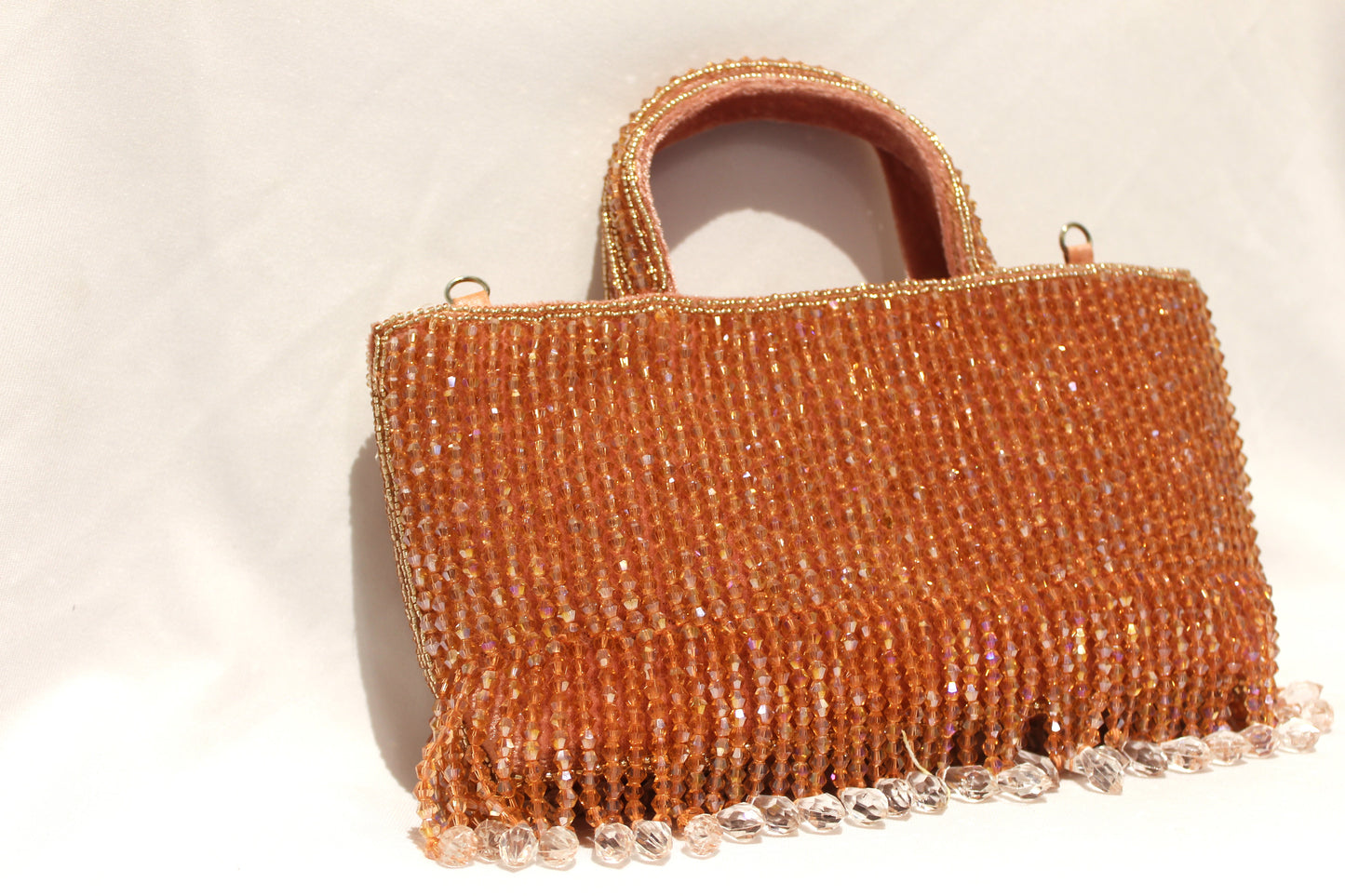 Rose gold Hanging pearls clutch