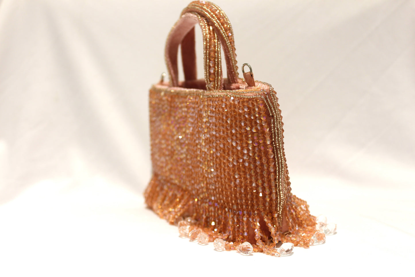Rose gold Hanging pearls clutch