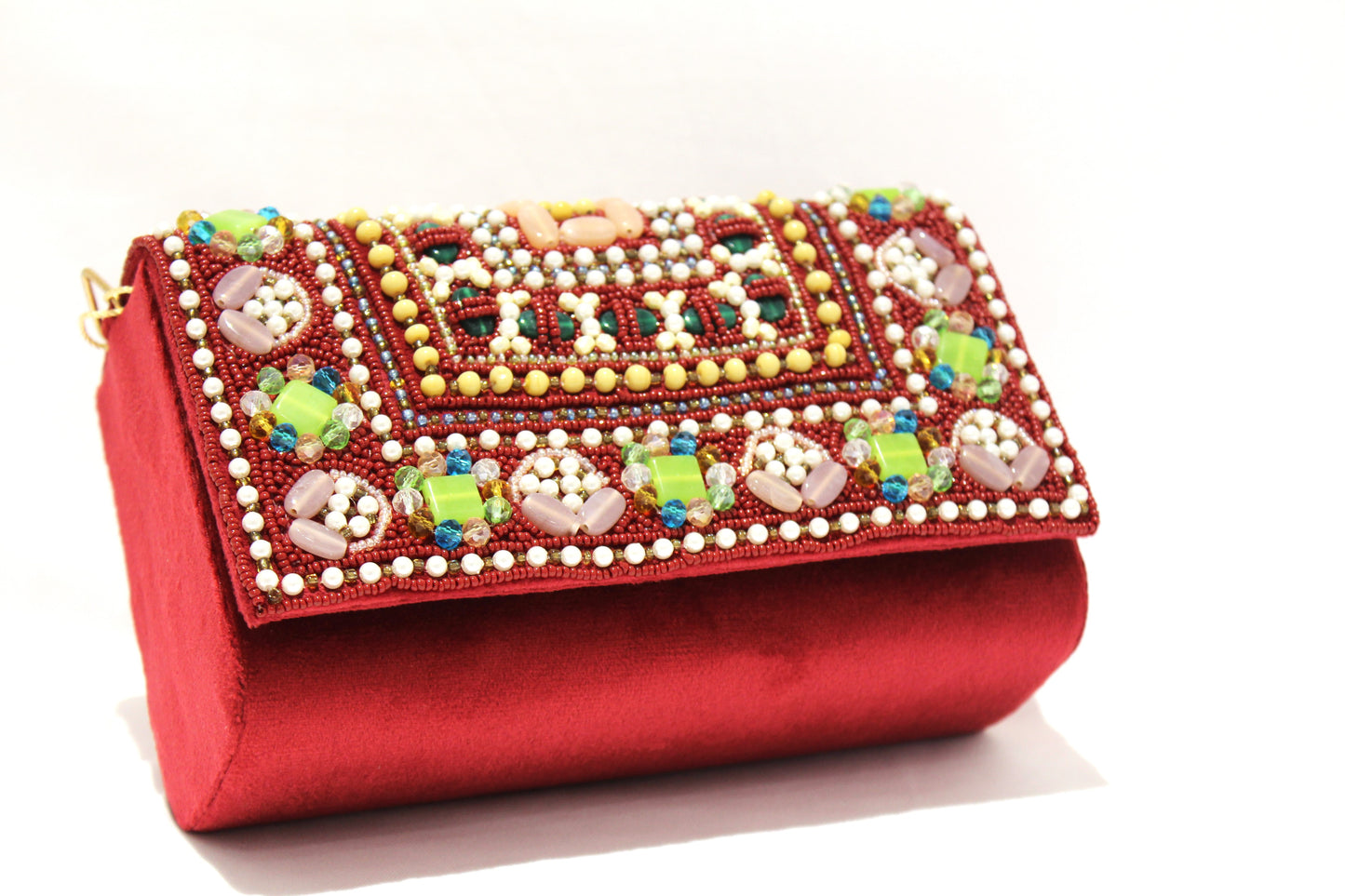 Embellished clutch with sling & handle