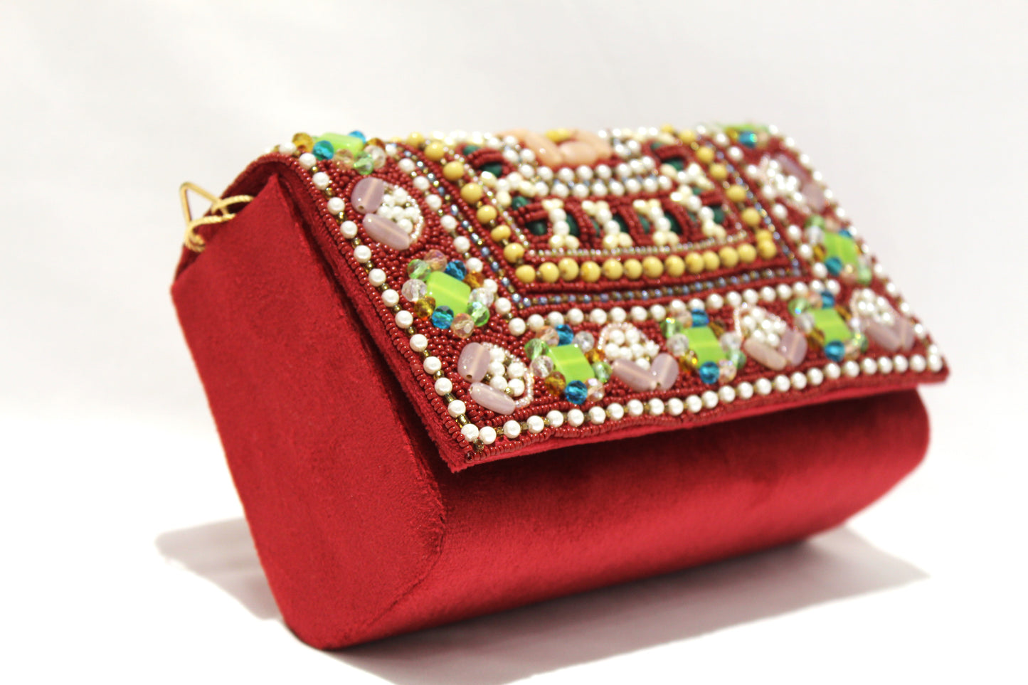 Embellished clutch with sling & handle