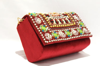 Embellished clutch with sling & handle