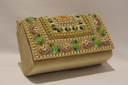 Embellished clutch with sling & handle