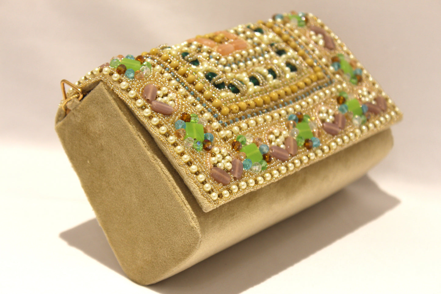 Embellished clutch with sling & handle