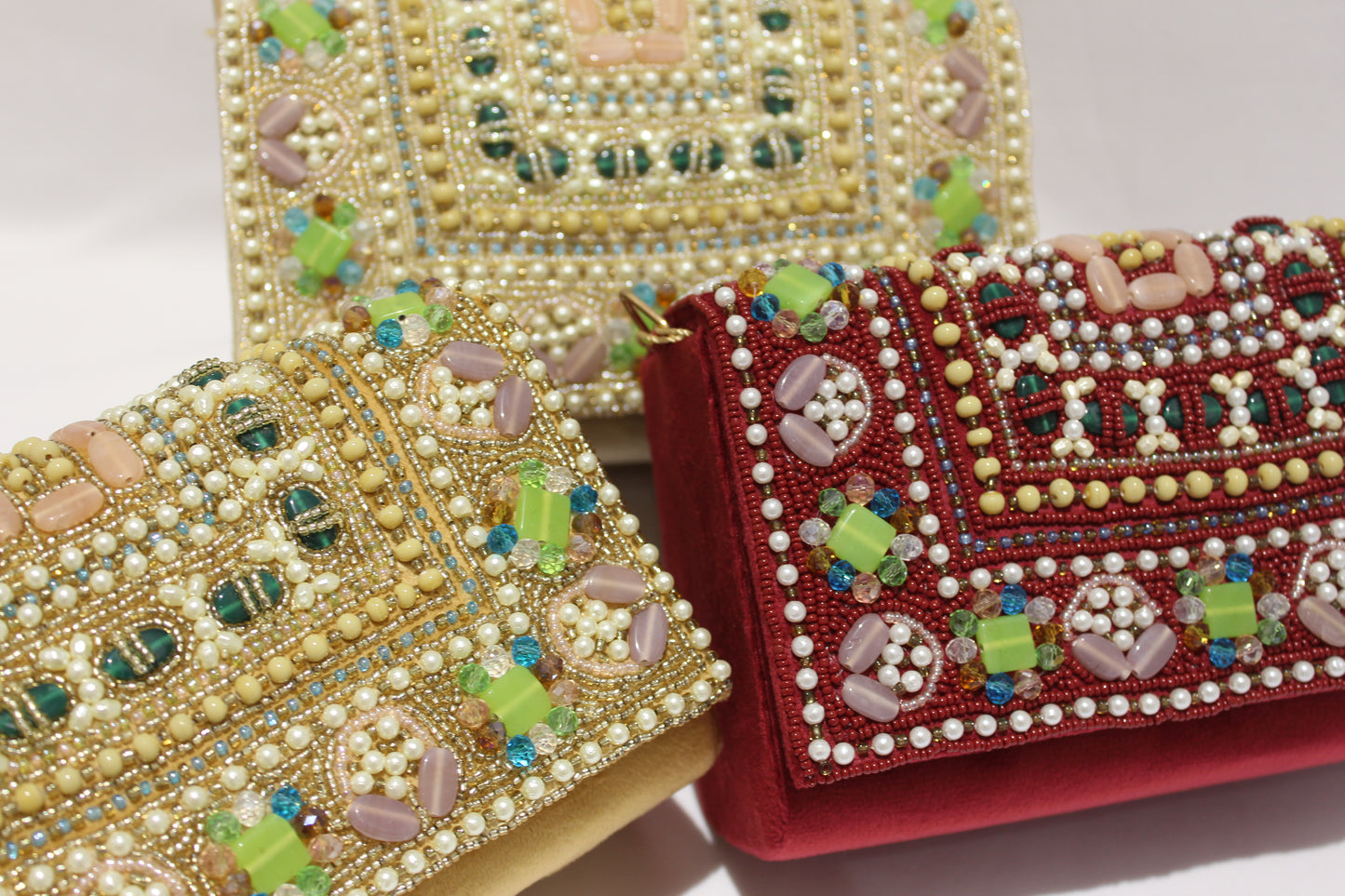 Embellished clutch with sling & handle