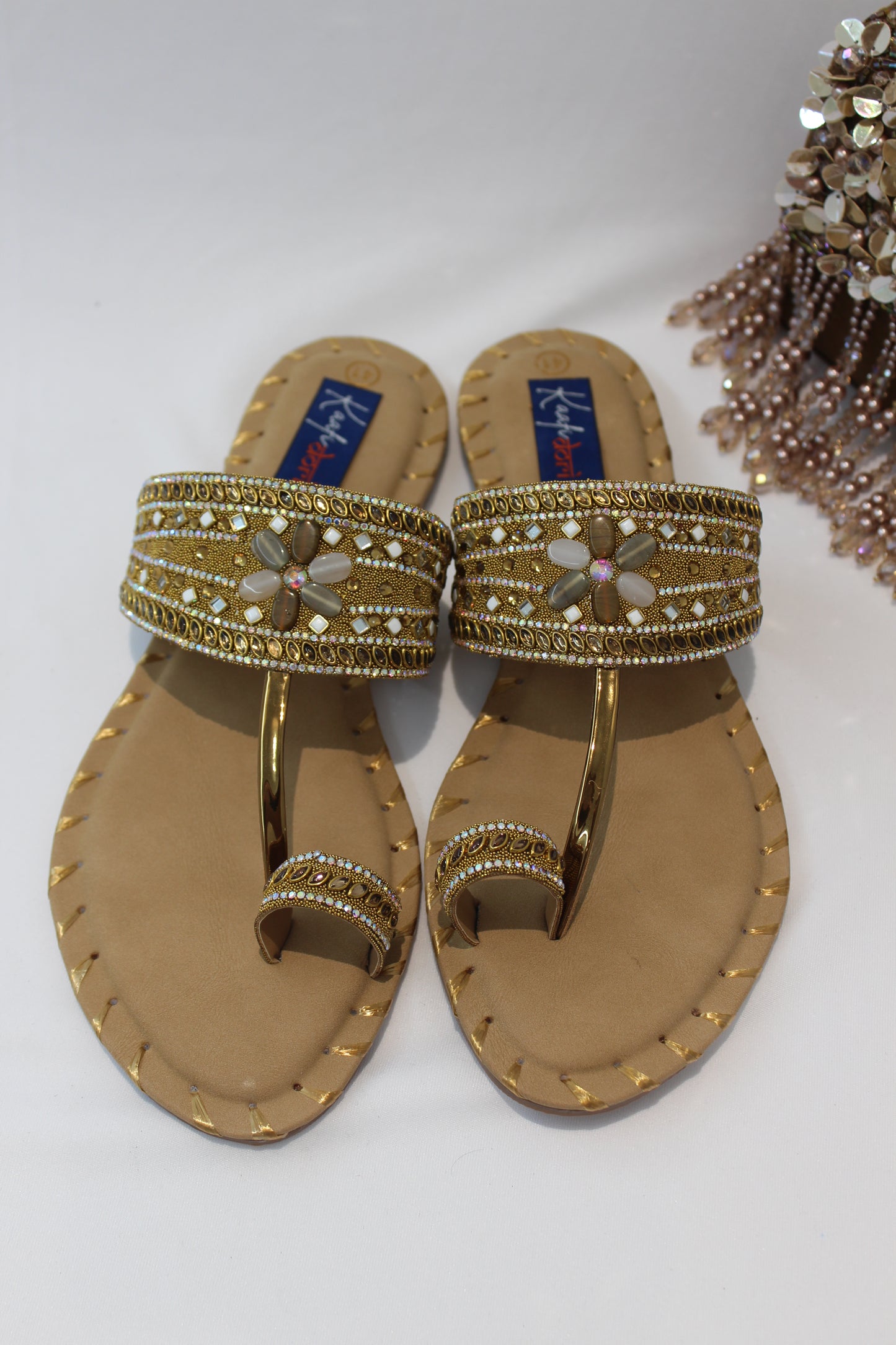 Golden Embellished flats