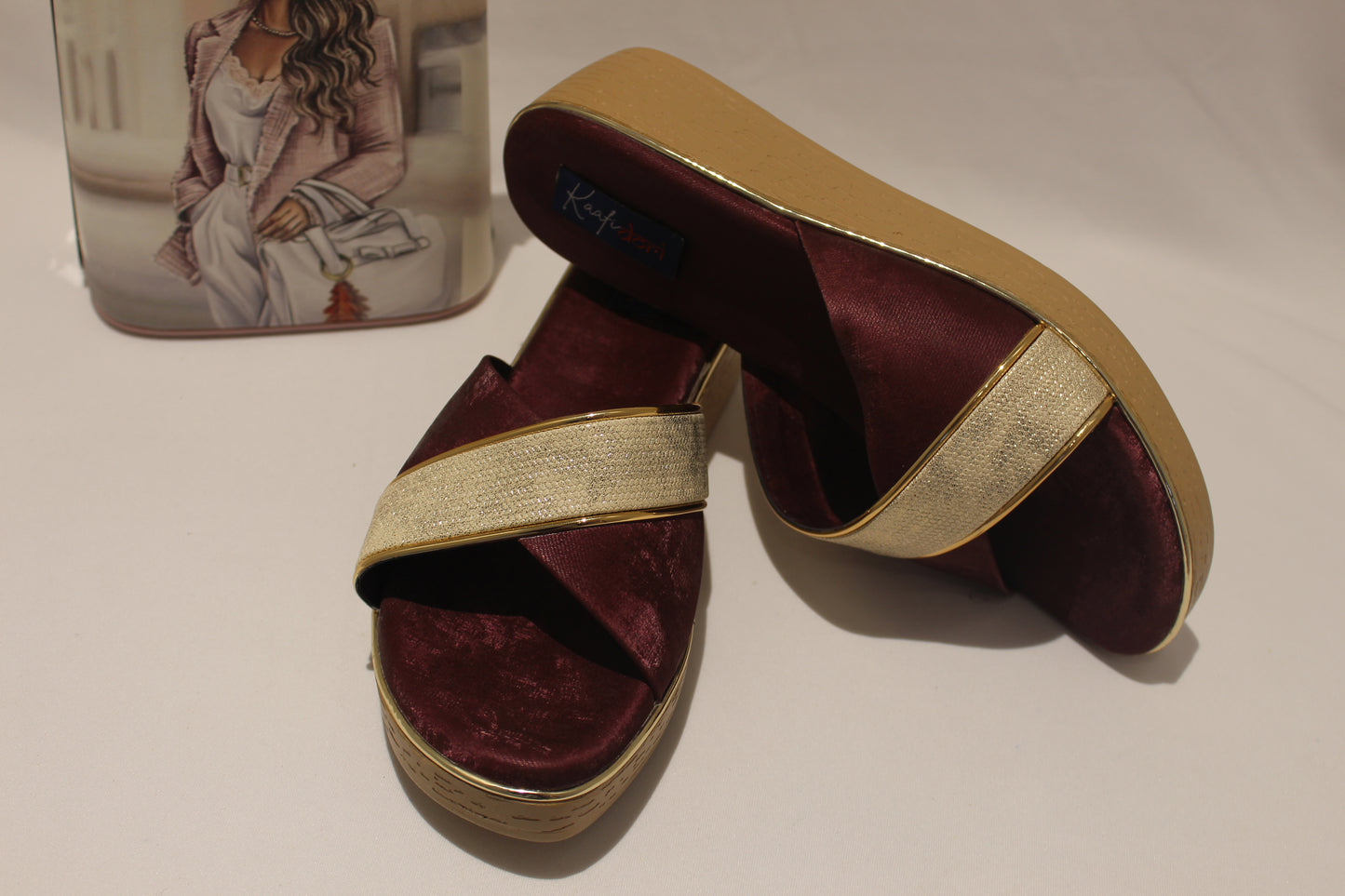 Maroon casual wedges
