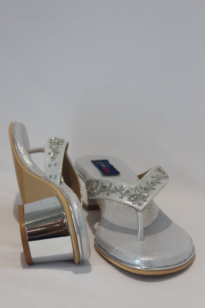Silver Block Heel Footwear